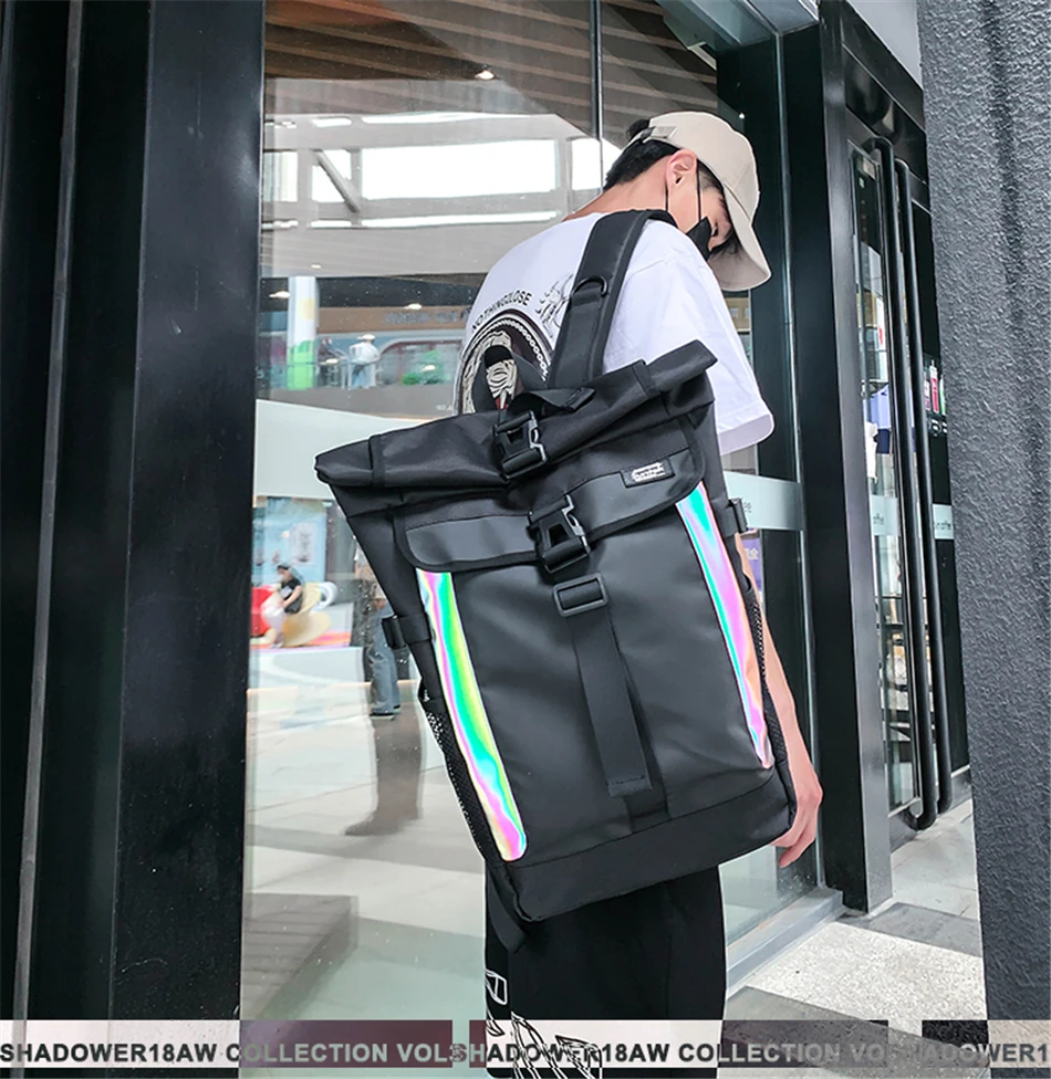 

Светоотражающий рюкзак NBPACK, вместительные водонепроницаемые дорожные рюкзаки, модный школьный рюкзак для подростков, большая мужская сумк...