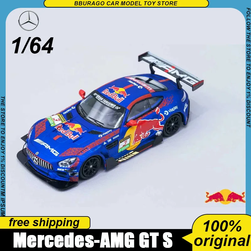 Фото Модель Rhino Model Rm 1:64 Mercedes-AMG GT S №3 в ливрее Red Bull Racing, литая модель, ограниченная серия 699 шт., игрушка для мальчиков, подарок на Рождество №1