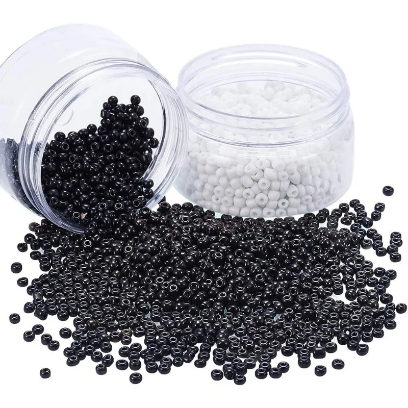 Круглые стеклянные бусины 2 цвета 4 мм 2400 шт.