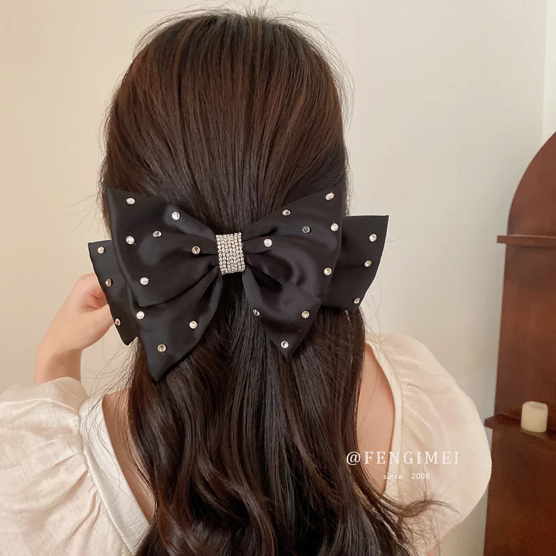 

French Retro Star Studded Diamond Bow Spring Clip Artistic Temperament Back Of Head Top Personalized New Hairstyle (female)