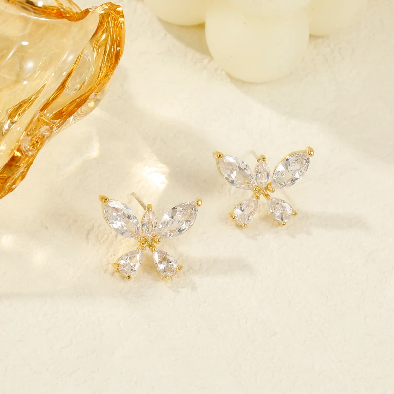 Роскошные серьги Badu в виде бабочки с кристаллами золотого цвета милые женские