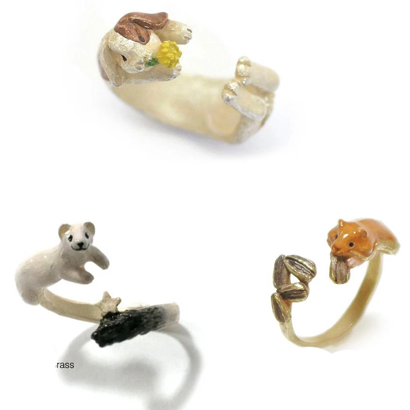 

Кольцо в виде кролика или хомяка из серебра 925 пробы