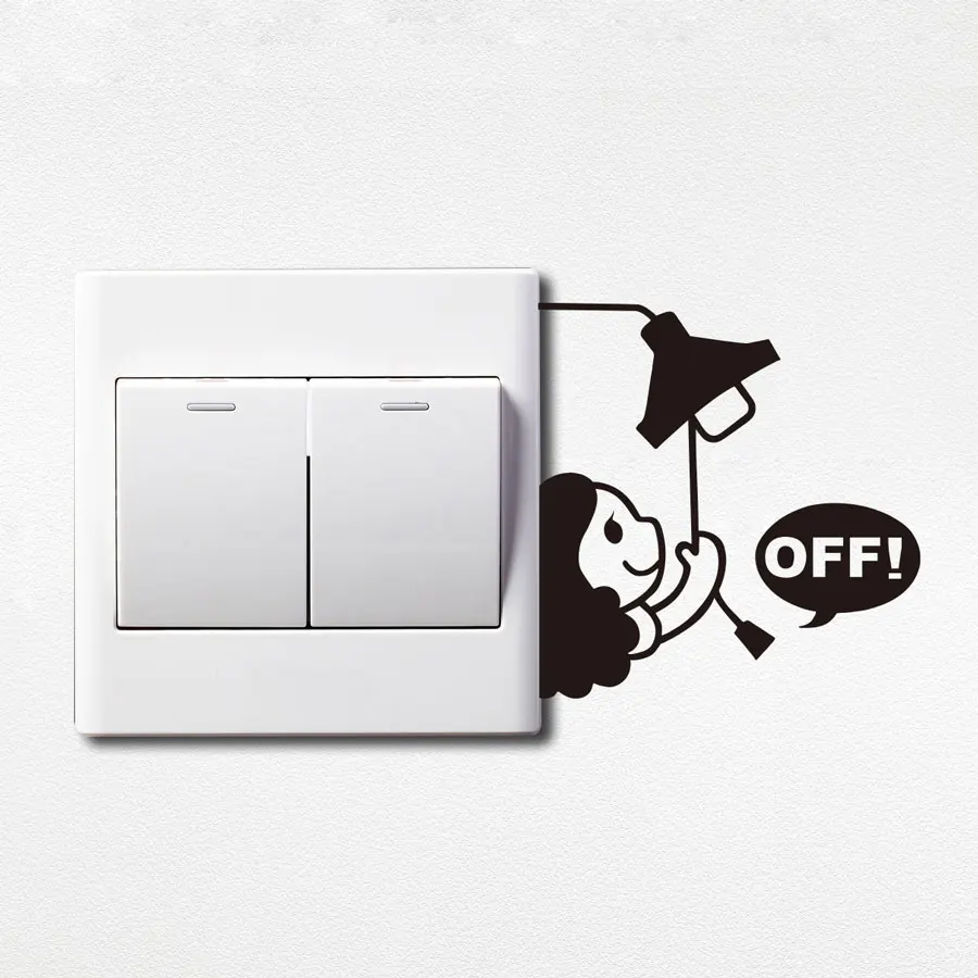 Милые Мультяшные наклейки-переключатели настенные фрески для украшения комнаты