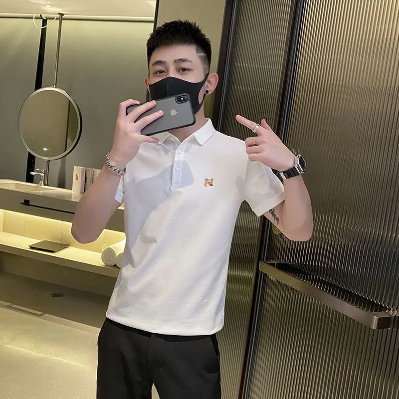 

Embroidery Logo Men's Cotton T-shirt Short Sleeve Appliques Luxury Brand New Fashion Polo Shirt