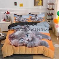 3d cat pets bedding set luxury animal duvet cover with pillowcase queen king size kids bed linen sets custom printing pattern