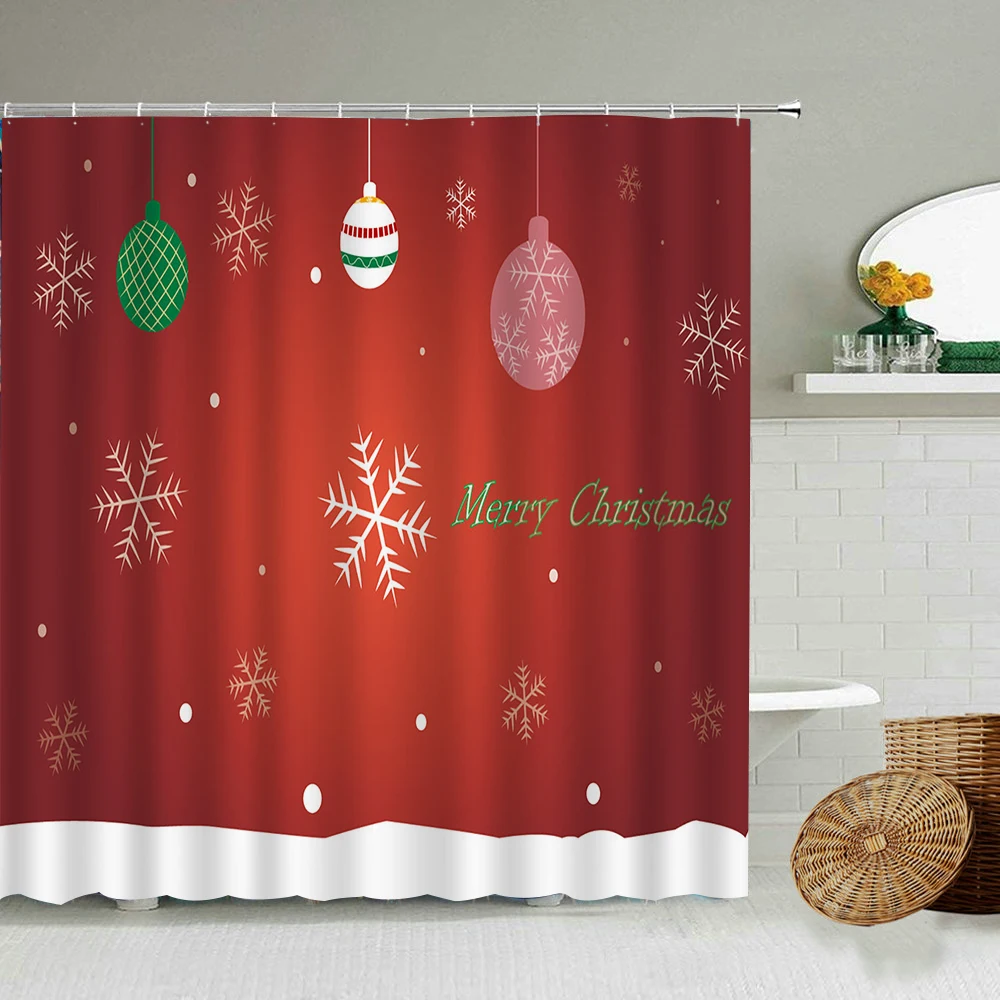 

Рождественская занавеска для душа с принтом снега, Санты, лосят, праздничное украшение, водонепроницаемая занавеска, аксессуары для ванной ...