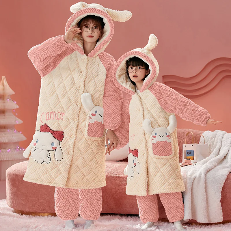 Kawaii зимняя ночная рубашка для девочек пижамы длинная стильная одежда отдыха