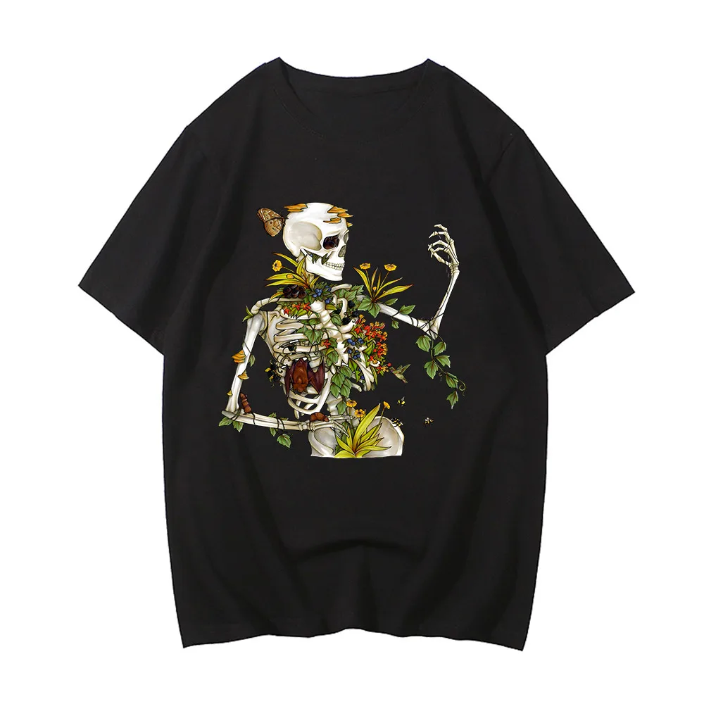 

Skull Animation Graphic Print Men's Tops Japanese Summer Street Hip Hop Casual Comfort Oversized Round Neck Short Sleeve T Shirt