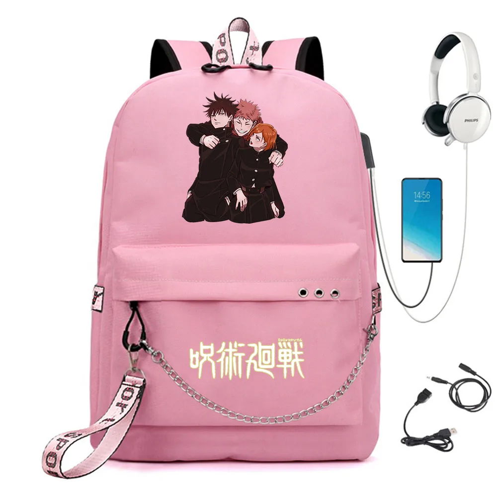 

Anime Jujutsu Kaisen Print Knapsack Student Casual Cartoon Nylon Book Bag USB Teenagers Travel Laptopbag Zip Schoolbag Backpack