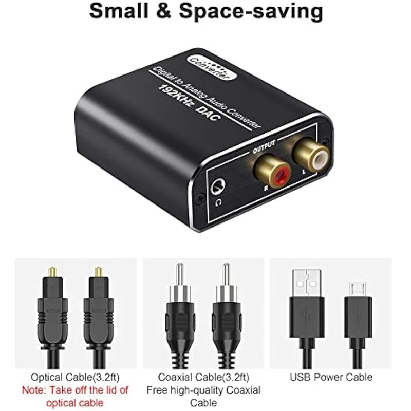 Черный цифро-аналоговый аудиоконвертер 192 кГц ЦАП оптический и коаксиальный в