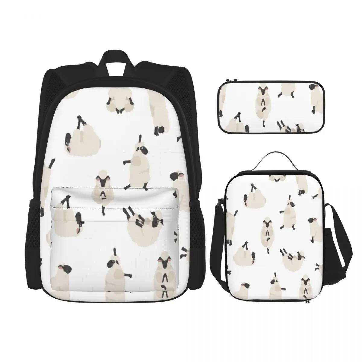 

3PCS School Backpack Set Cute Sheep Yoga Poses Bag Casual Student Backpacks School Bags for Teenagers Boys Girls