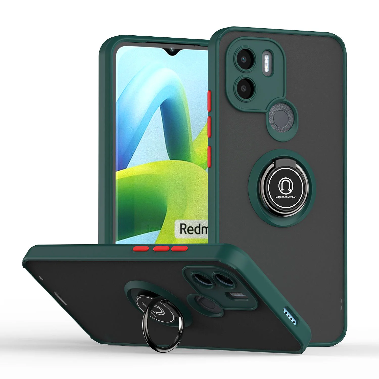 

Soft Case for Xiaomi Redmi A1+/Redmi A1 Plus 6.52 Inch Magnetic Car Finger Ring Holder Case Cover for Redmi A1 Stand Funciton