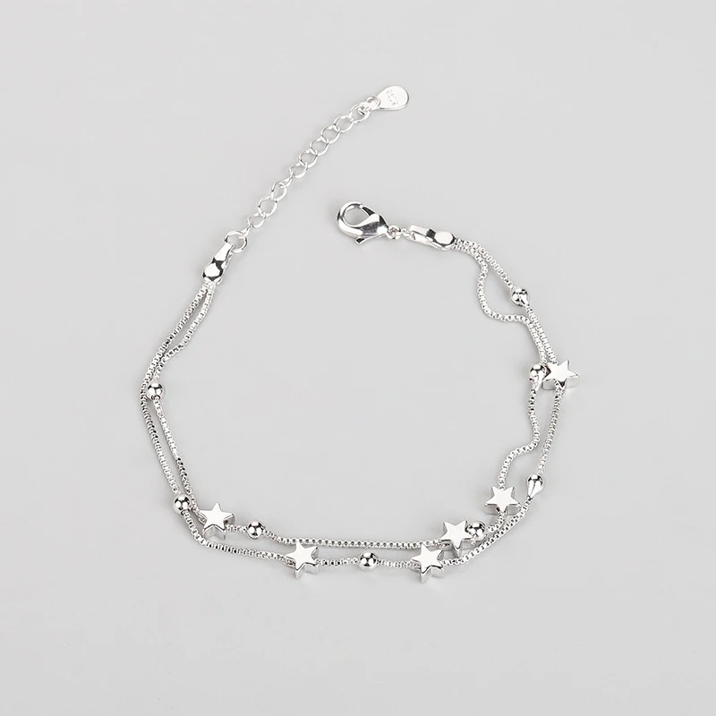 Бисерная цепочка PONYKISS из серебра 925 пробы с двухслойной звездой, амулетный браслет для модных женщин, милая изящная бижутерия, минималистичные аксессуары