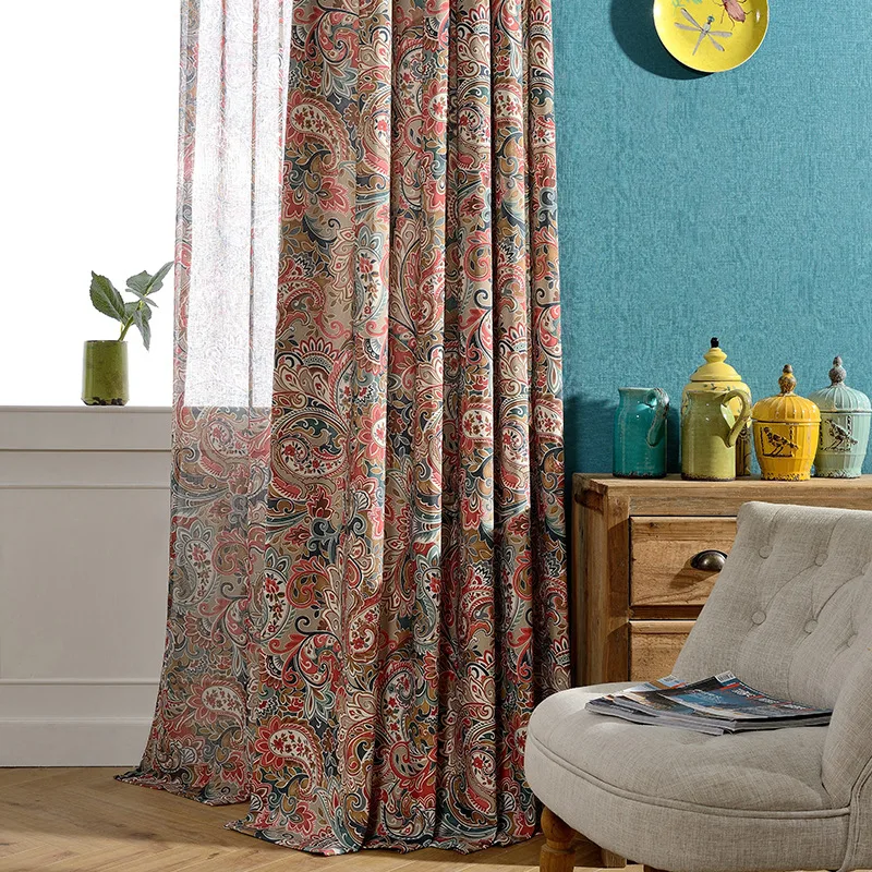 

[colorful] curtain modern simple Chinese curtain printed jacquard window screen curtain