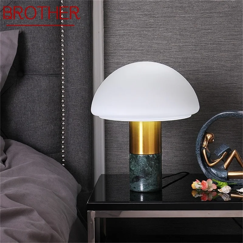 

BROTHER Nordic Table Lamp Contemporary Fashion Marble Mushroom Simple Desk Light for Home Living Room Bedroom Hotel Decor