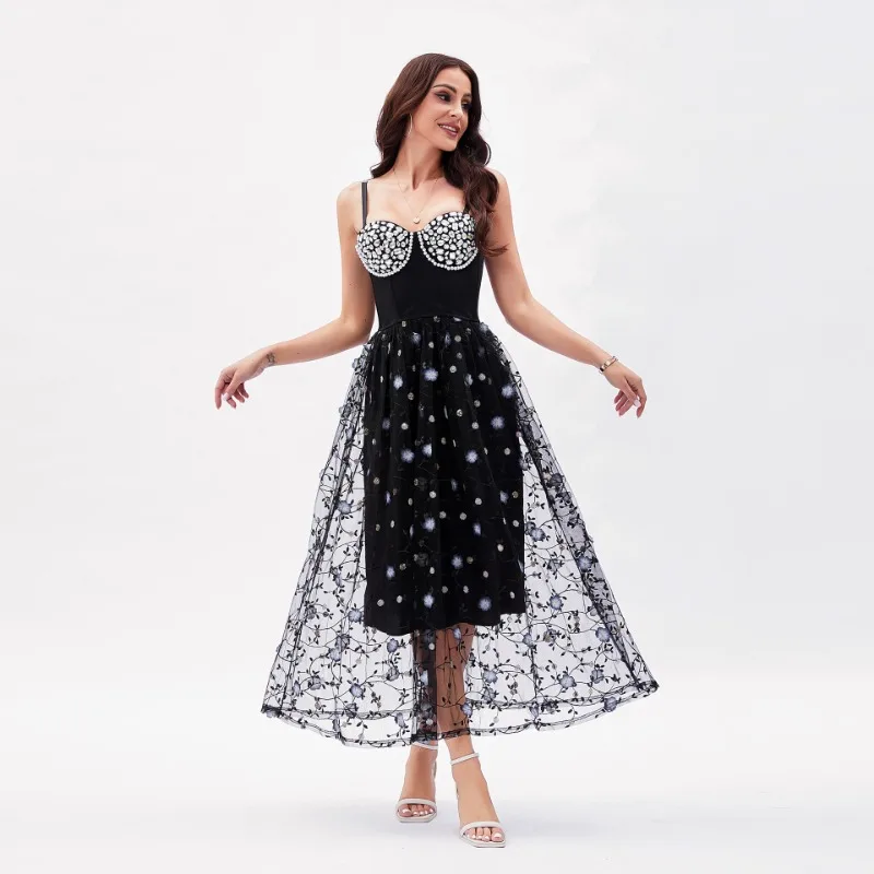 Французское нижнее белье с шипами на спине интегрированное платье блестками