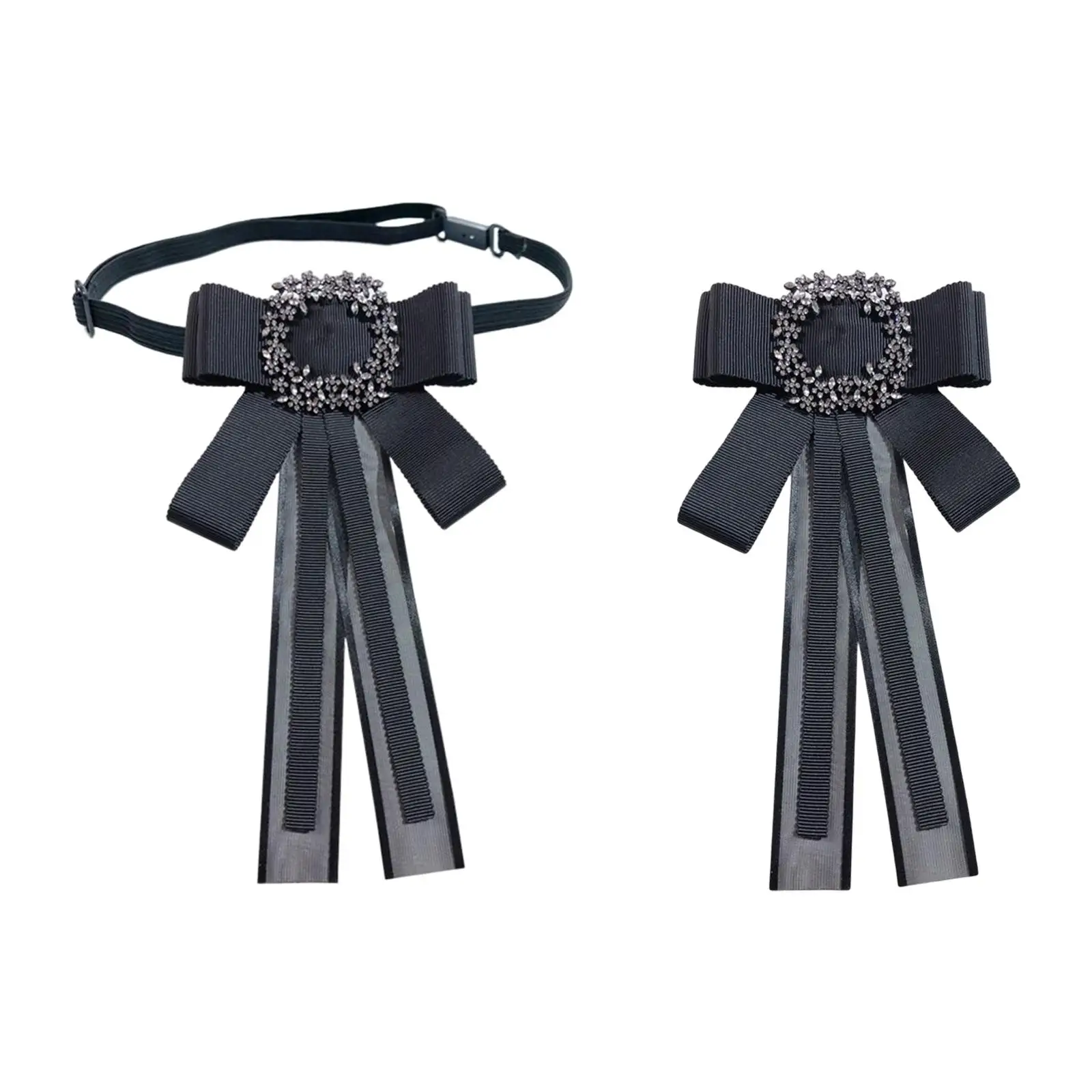 Black Bow Tie Lady Bowknot Lapel Pin Clothes Decoration Solid Color Badge Elegant Necktie for Suit Vest Shirt Graduation Dress