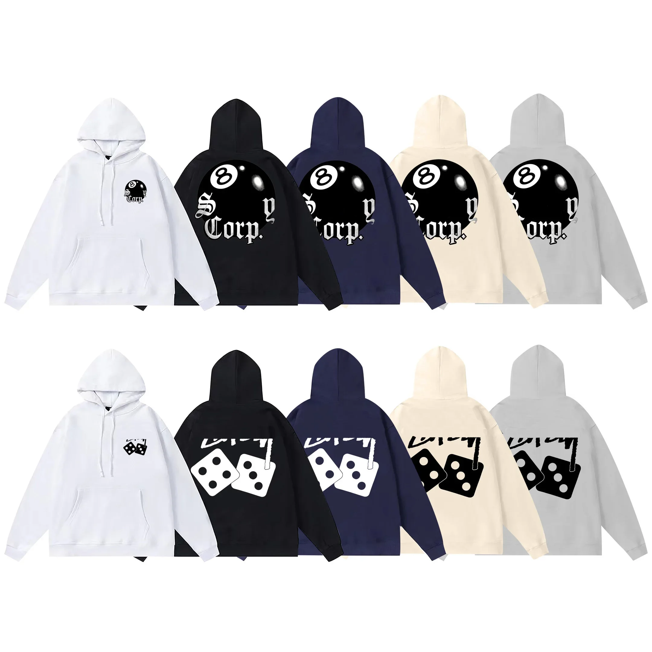 

23FW High Quality Flat Dice Skateboard Skull Print Printing Hoodie Sweatshirts Casual Loose Pullover