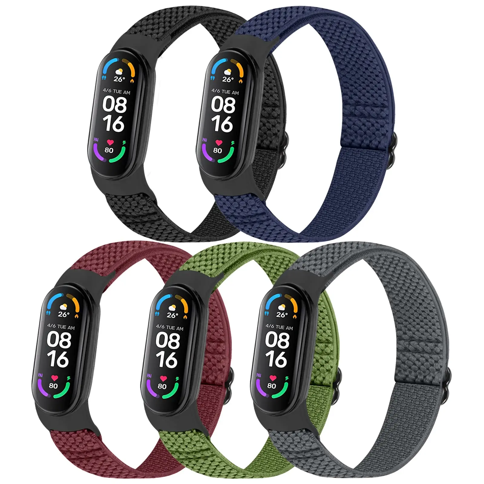 Ремешок нейлоновый для Xiaomi Mi Band 7 6 5 4 3, сменный Браслет для часов, совместимый с Amazfit Band 5, регулируемый