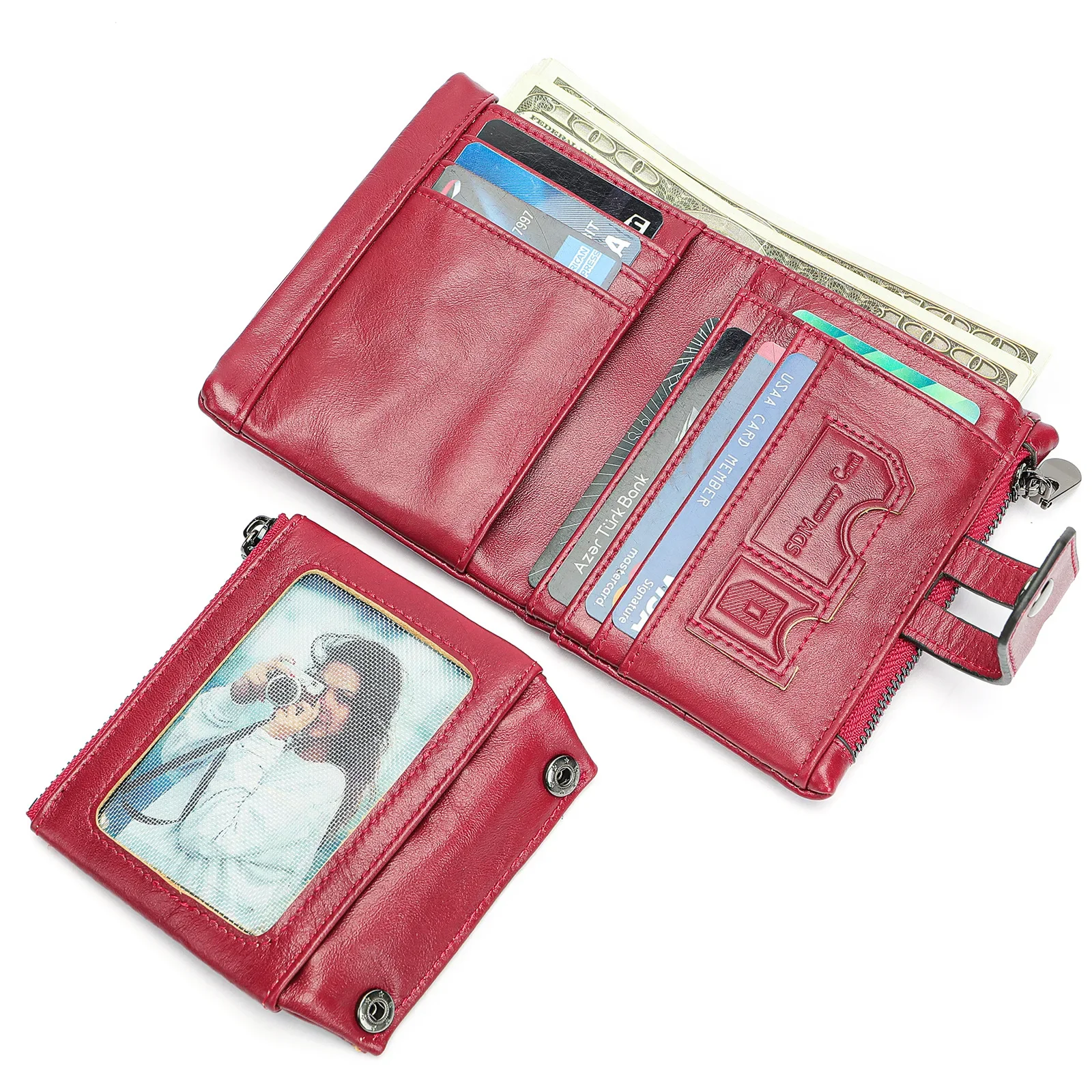 Хит продаж короткая кожаная многофункциональная сумка для карт на молнии