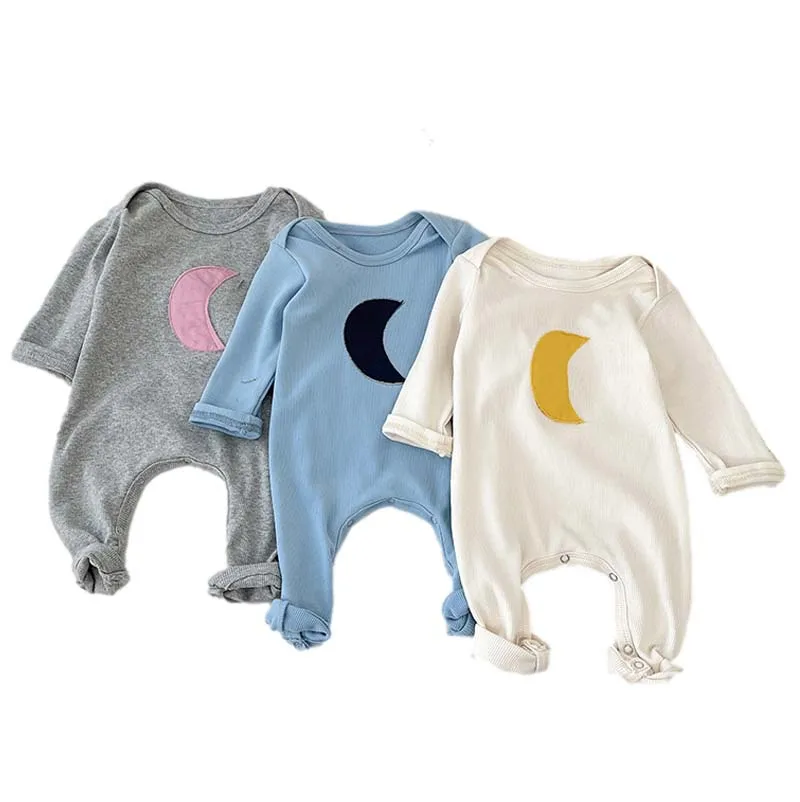 

Autumn Baby Romper Cute Moon Jumpsuits Solid Color Spring Cotton Newborn One-Pieces Clothing for Boys Girls Infant Onesie 0-4Y