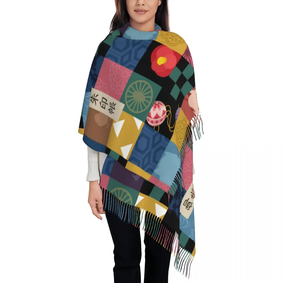 

Женская зимняя длинная шаль из аниме «клинок демонов»