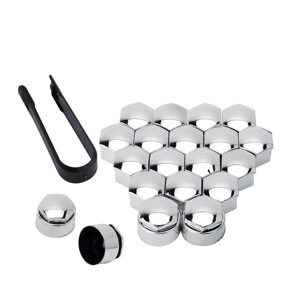 20pcs 19mm Silver ABS WHEEL NUT BOLT COVERS CAP UNIVERSAL SET Silver Wheel Nut Bolt Caps FOR Any Car Wheel 19mm Bolts Or Nut