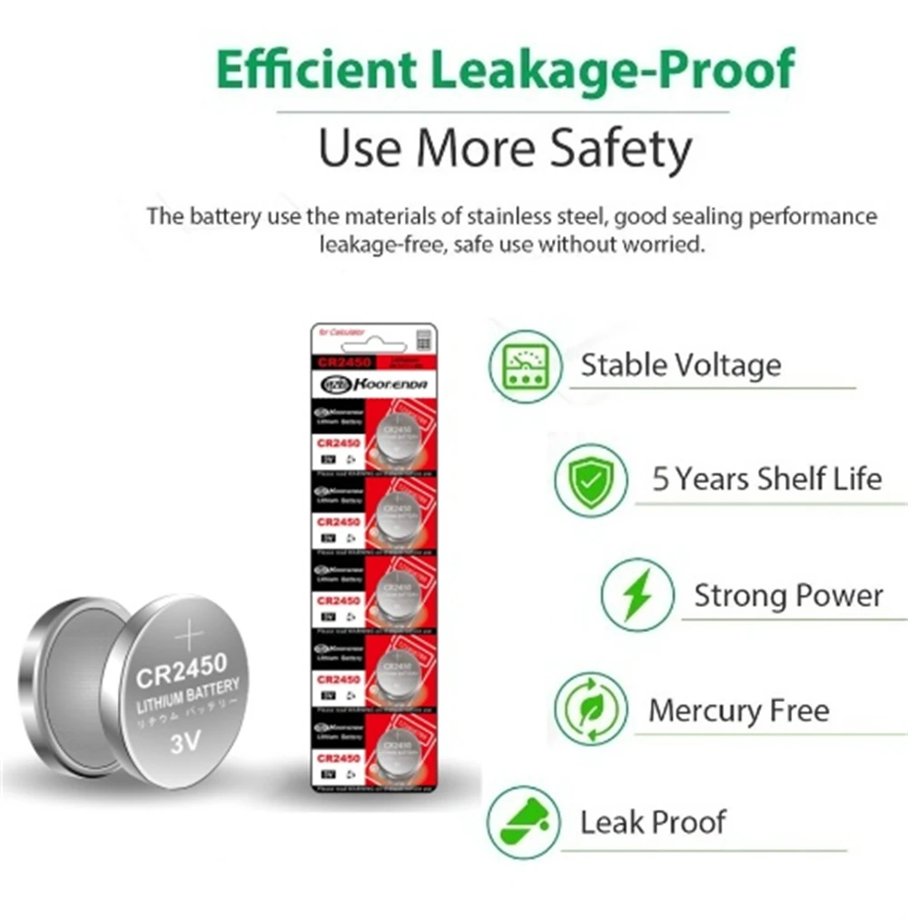 Литиевая батарея для часов-монет CR2450 500 шт