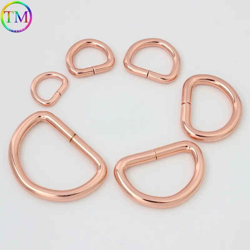 10mm 20mm 25mm 38mm Rose Gold Metal Triangle Hook Buckles DIY O Rings D Rings Lobster Clasp For Handbags Strap Belt Dog Chain