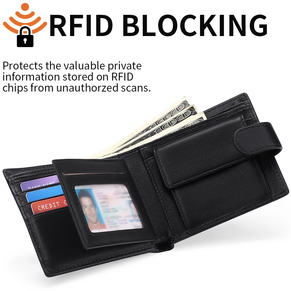 New Short Men Wallets Slim Card Holder Genuine Leather Male Wallet Small Photo Holder Men's Purse Coin Pocket