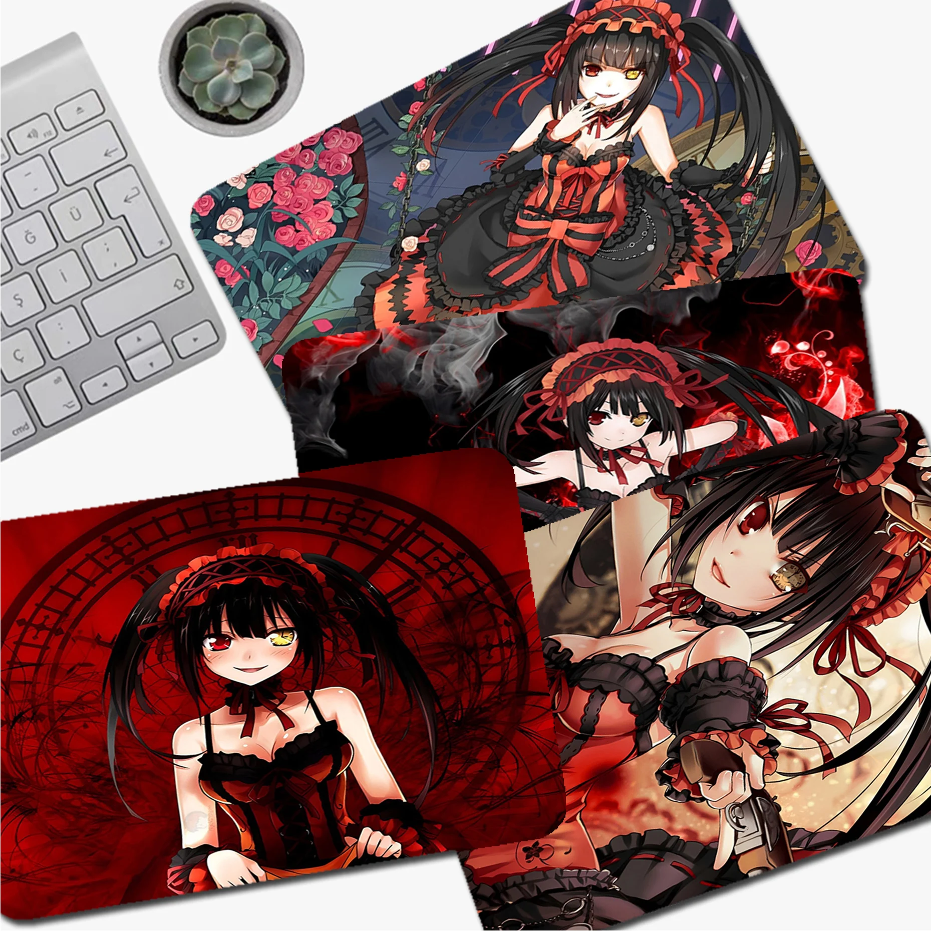 Коврик для мыши Tokisaki Kurumi, коврик для мыши с рисунком аниме, игровой коврик для мыши, коврики для клавиатуры, гладкие коврики для компьютерных игр