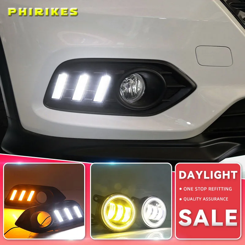 Светодиодный ные дневные ходовые огни противотуманные фары желтого цвета для Honda