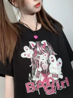 deeptown gothic graphic tee women harajuku retro anime print t shirt black cartoon casual tops streetwear e girl japanese kawaii