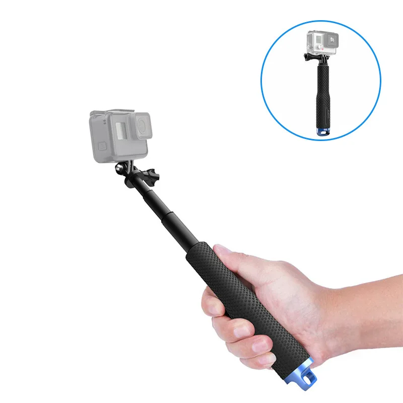 

48cm Aluminum Alloy Extendable Handheld Selfie Stick Telescoping Pole for GoPro Hero 9 8 7 6 5 4 3 OSMO Action Xiaoyi SJCAM Eken