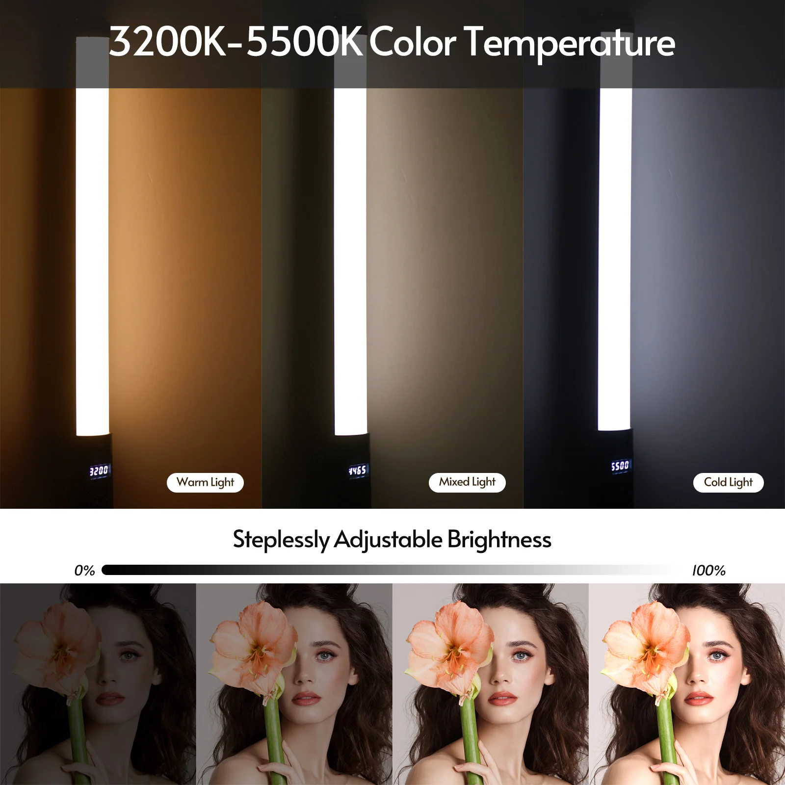 Ручной RGB-светильник для студийной фотосъемки 3200K-5500K с регулируемой яркостью 9
