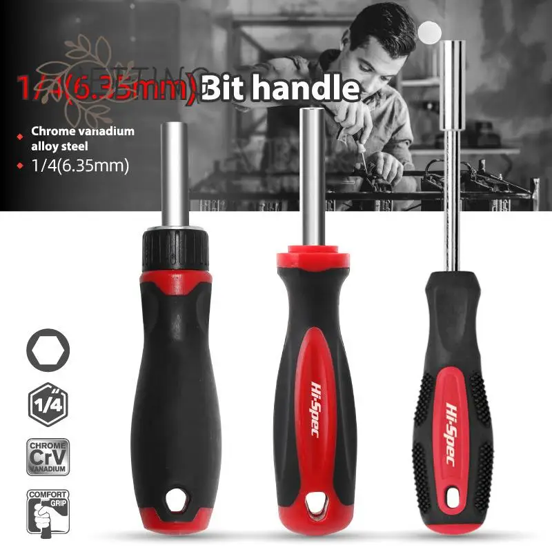 

1/4 (6.35mm) Ratchet Screwdriver Bit Holder Handle Multifunctional Magnetic Bit Driver For Slotted Hex Torx Phillips Bit