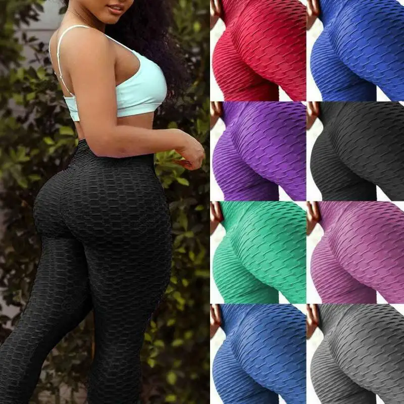 

Fashion Women's Bubble Hip Butt Lifting Anti Cellulite Legging High Waist Workout Tummy Control Yoga Pants Tights Booty Lifter