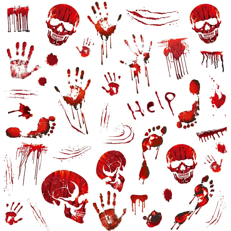 Наклейки на стену в виде кровавого черепа Хэллоуин