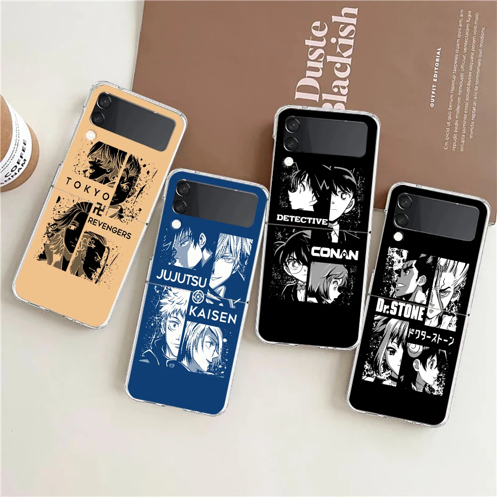 

Mix Anime Haiykuu Hunter × Hunter Clear Phone Case For Samsung Galaxy Z Flip 3 4 5G Hard Folding Shell For Samsung Z Flip3 Cover