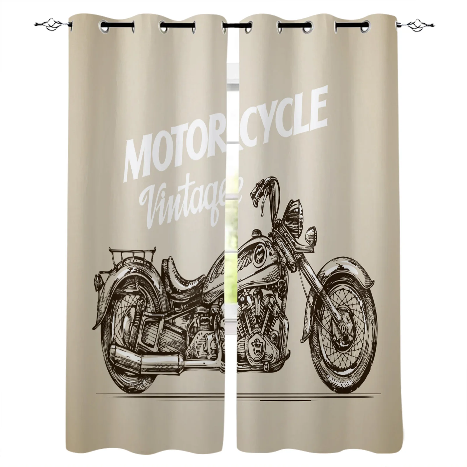 

Винтажные мотоциклетные затемняющие шторы, оконные шторы для спальни, гостиной, декоративные оконные шторы