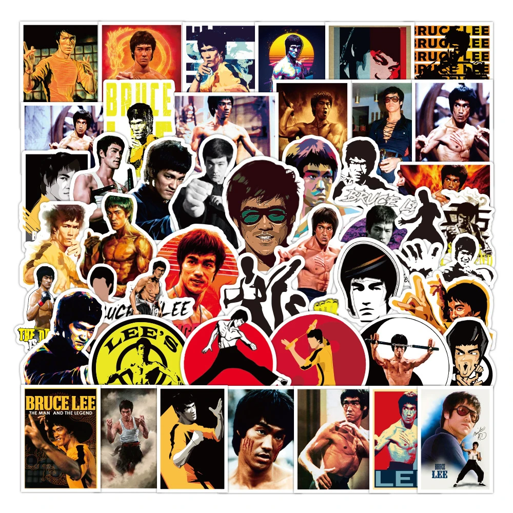 

10/50 Pcs Martial Arts Master Bruce Lee ​​Graffiti Sticker Decorated Car Mug Motorcycle Helmet Wall DIY Thin Waterproof Stickers
