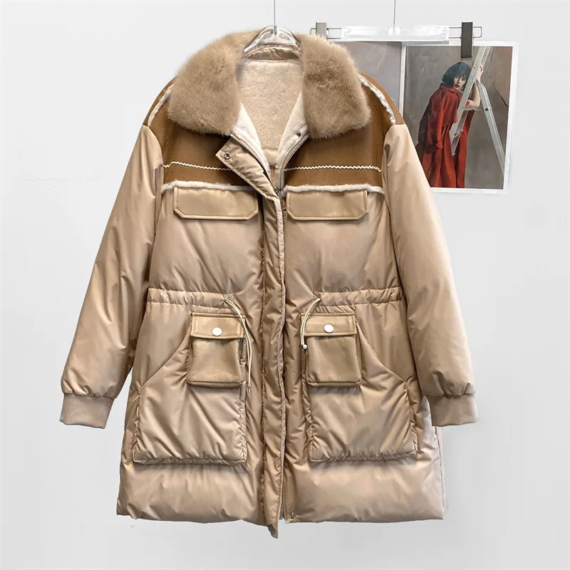 Новинка 2022 женское модное пальто на утином пуху в английском стиле с воротником