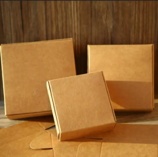 Caja de embalaje de papel Kraft marrón Natural de 50 piezas, caja...