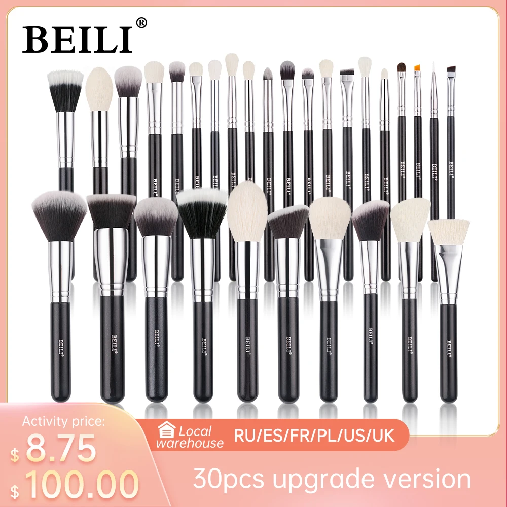 BEILI Black Makeup brushes set Professional Natural goat hair brushes Foundation Powder Contour Eyeshadow make up brushes