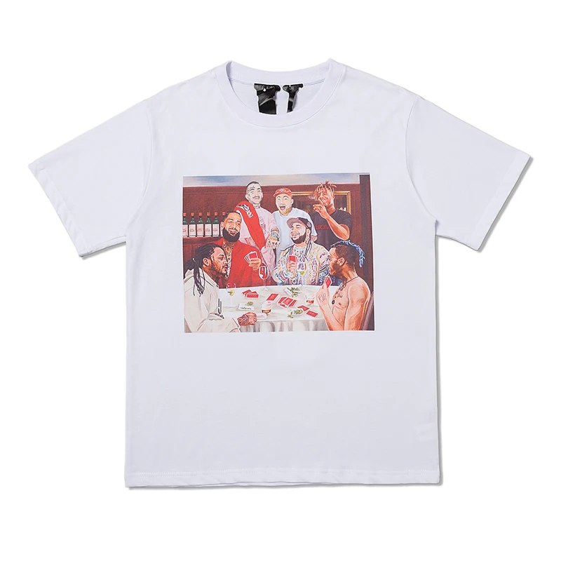

VLONE Men T Shirt 100% Cotton Original Brand Women's T-shirt Summer Short Sleeve Harajuku Hip Hop Tshirt Vlone Boy Play Poker