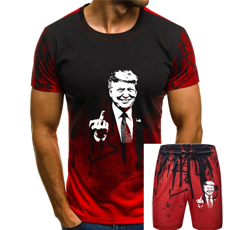 

Donald Trump Middle Finger Make America Great Again Black T-Shirt Size S-3Xl Custom Print Tee Shirt