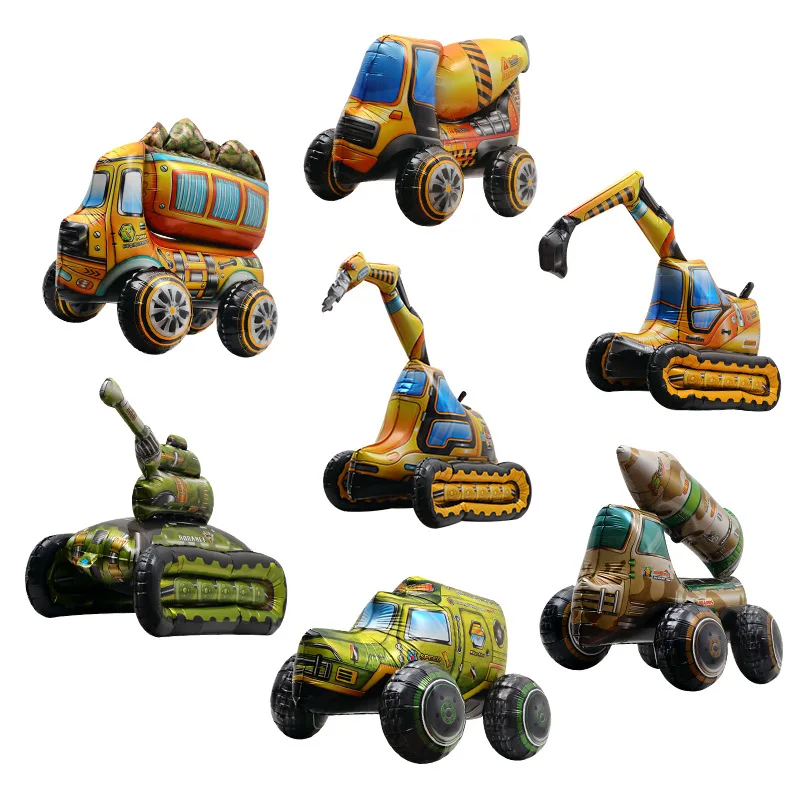 

Boy Birthday Party Balloon Three-dimensional Car Shape Cartoon Aluminum Film Balloon Excavator Plane Ship Train Column Balon
