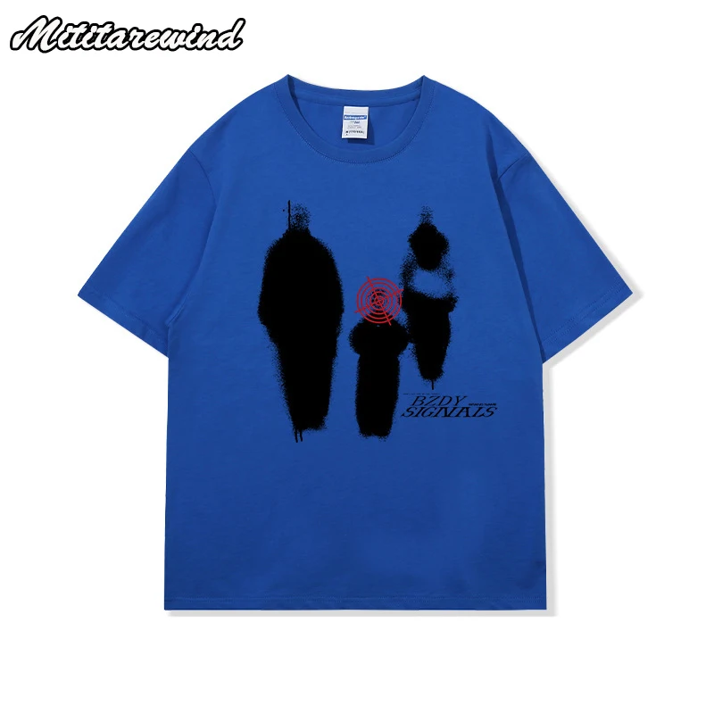 

Футболка мужская свободного покроя, дизайнерская тенниска из чистого хлопка, с коротким рукавом, с мультяшным принтом в стиле американской Хай-стрит, лето