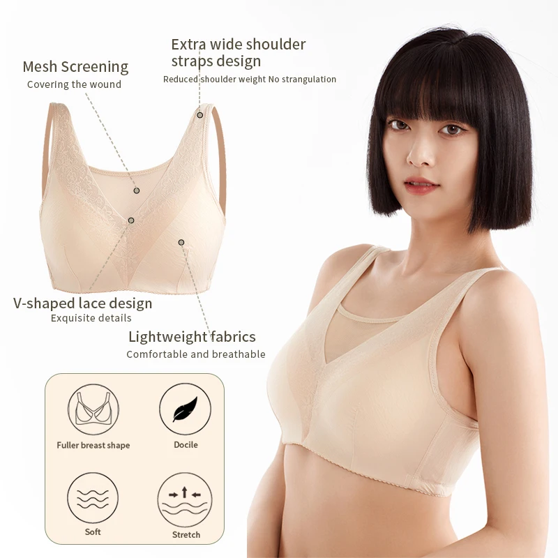 2081 No Steel Ring Top Full Cup Wide Breasted Sexy Thin Postoperative Special Underwear Skin-friendly Breathable And Not Stuffy