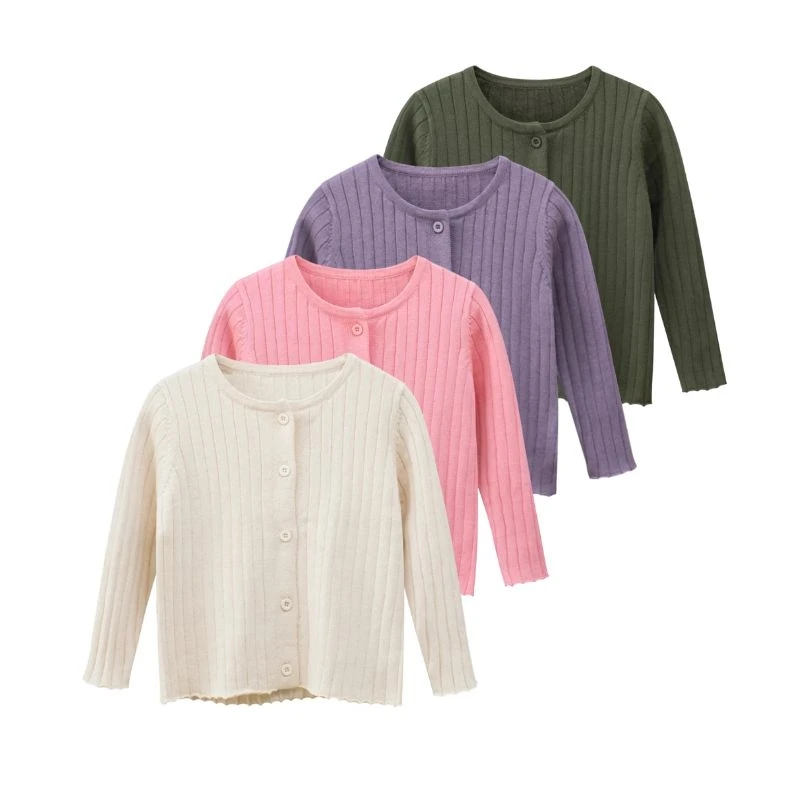 

Children's Clothing Girls Knitted Cardigan Sweater Pure Cotton Solid Color